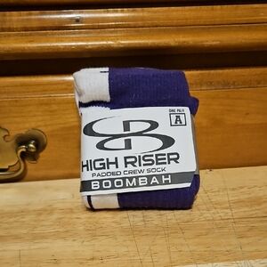 Boombah High Riser Crew Socks - Purple and White